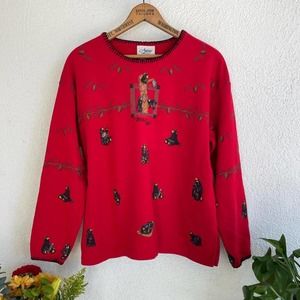 Retro bear foots stitched Red Sweatshirt by Artisans